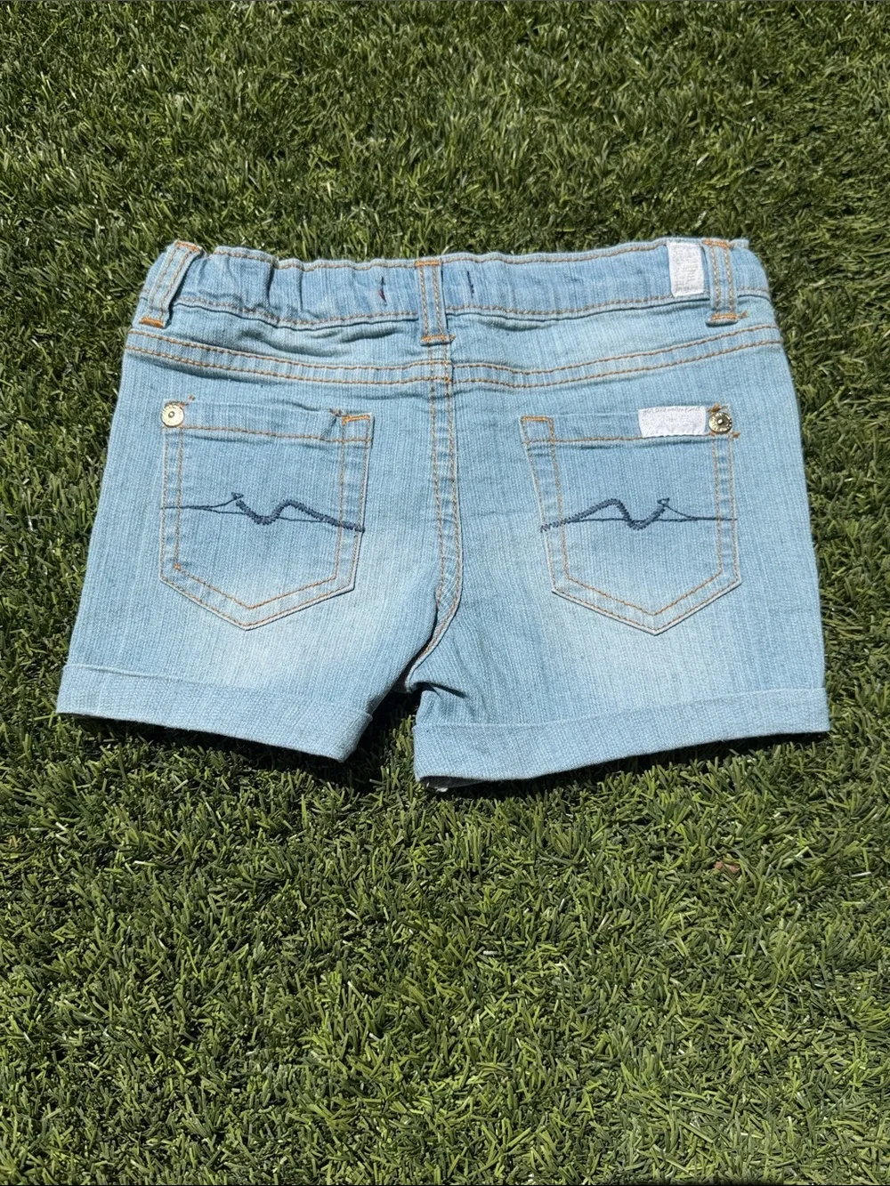 7 For All Mankind Light Blue Denim Kids Shorts